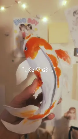 made my first paper mache fish for my room❗️❗️#creative #koifish  #art #howl  #ghiblistudios 