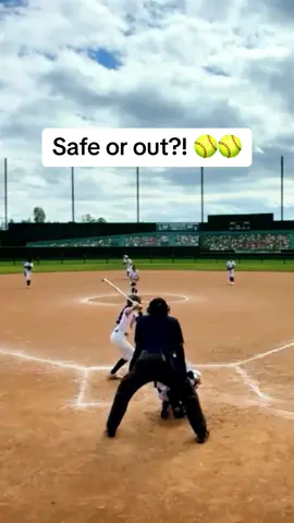 What do you think safe or out?! Umpires where u at haha #softball #softballplay #softballgame #softballtok 