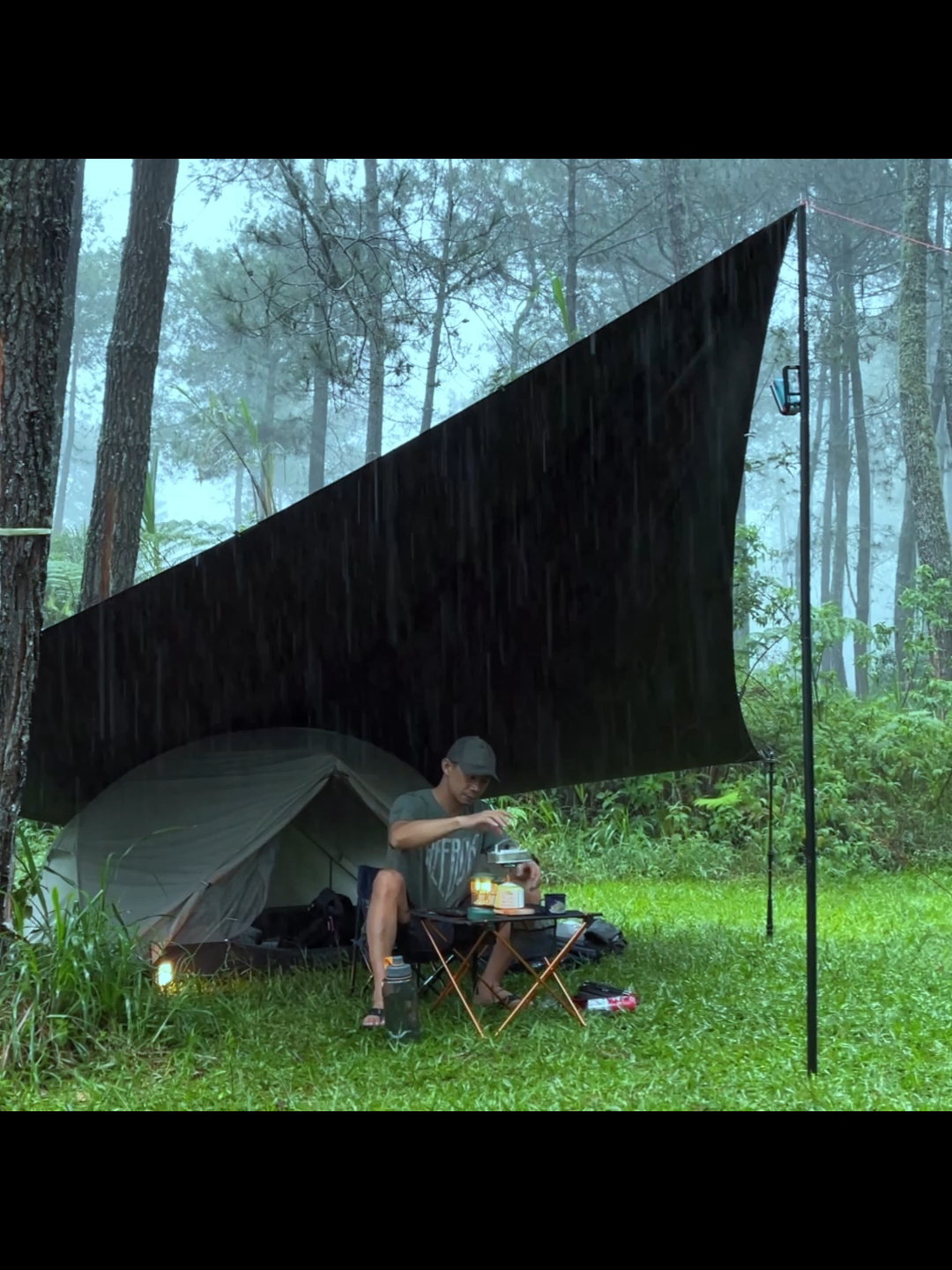 SOLO CAMPING IN HEAVY RAIN ⛈⛈ #camping #bushcraft #survival #campingkelana #campingintherain #campingrain