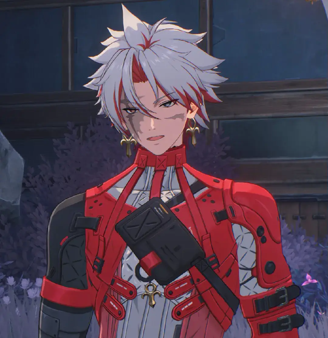 his name is scar I'm pretty sure but omg his smile I love it so pretty  #wutheringwaves #fyp #scarwutheringwaves 