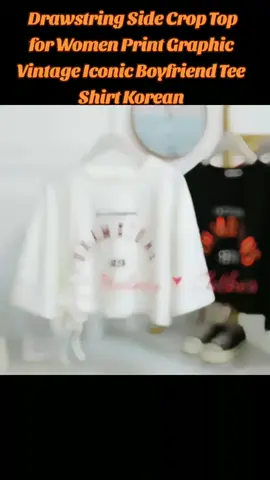 Drawstring Side Crop Top for Women Print Graphic Vintage Iconic Boyfriend Tee Shirt Korean#tiktokaffiliate #manifestingmoremoresale #engagment #tiktoktrending #tiktokmoresale 