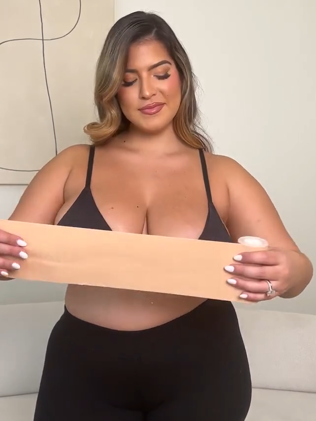 STYLE HACK: For big chested girlies 👀 Get the lift with no bra 🔎 Extra Wide Tata Tape ⁠ #fashionhacks #plussizeedition #brahack