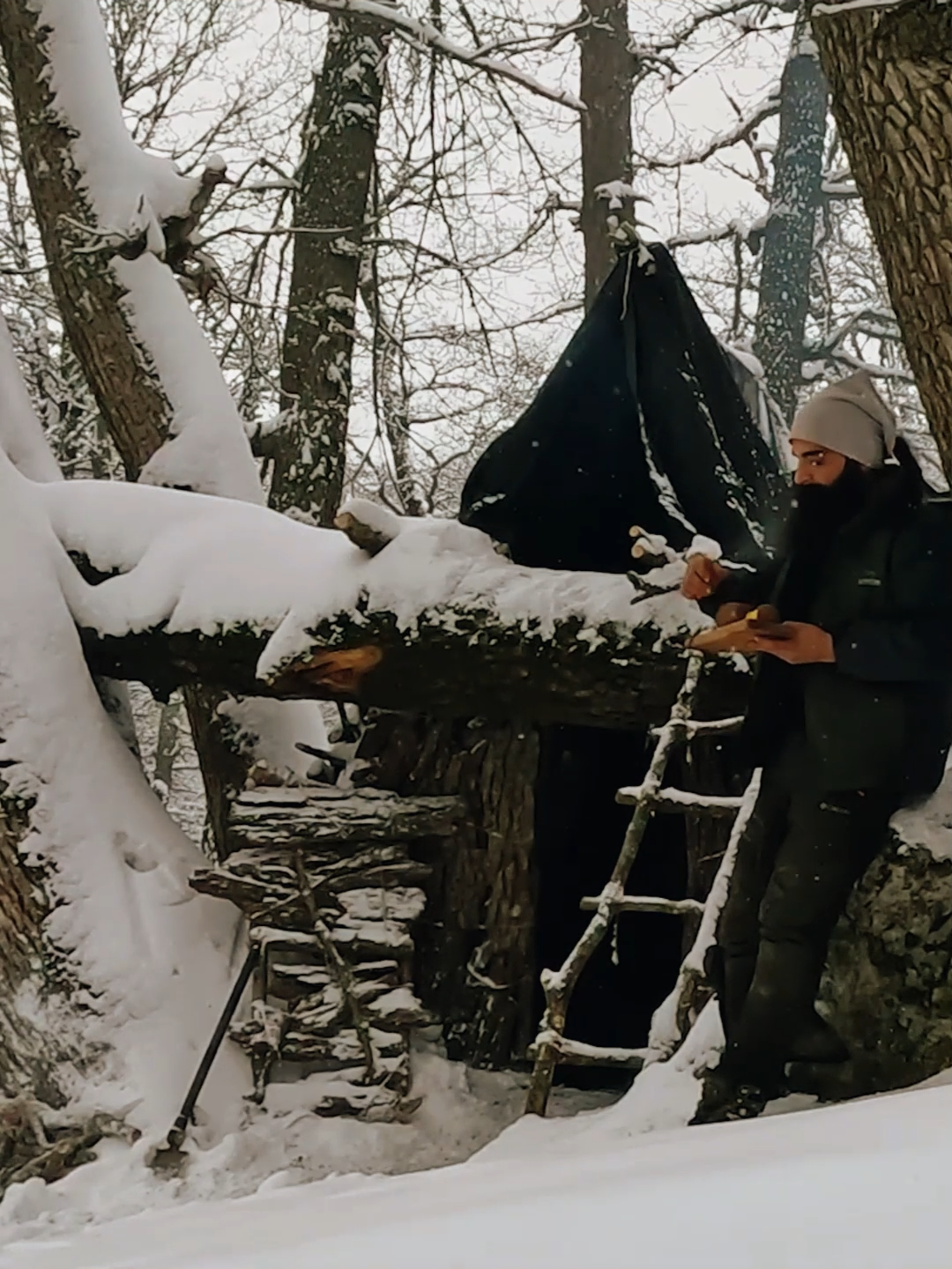 3 days building shelter on trees #bushcrafting  #build  #camping  #ourdoor  #shelter  #survival  #viral  #fyp  #camp  #craftingvisionary