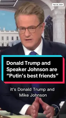 “Right now [Donald Trump and Mike Johnson] are Vladimir Putin’s best friends...Those two people are what stands between Congress passing aid and not passing aid to help the Ukrainian people push back on a Russian invasion.” #MorningJoe’s #JoeScarborough weighs in on ‪Congress’s effort to give Ukraine more aid and how Donald Trump and Speaker Mike Johnson are single-handedly holding it up. ‬
