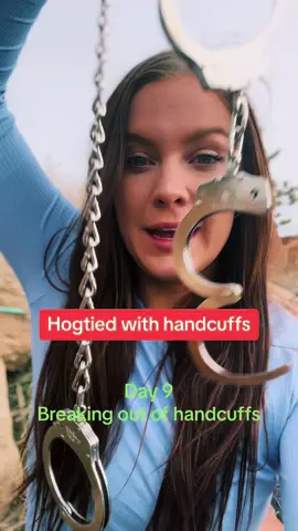 Day 9!!! Breaking out of handcuffs!! What should I do next? #handcuffs #escape #safety #safetyfirst #learn #LearnOnTikTok #houdini #challenge #hogtie #fypシ #fyp #fy #magic #magician 