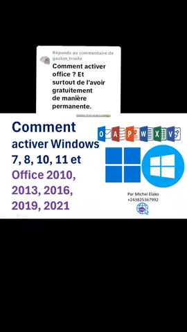 Réponse à @gaston_trinite Comment activer Windows 7, 8, 10, 11 et Office 2010, 2013, 2016, 2019, 2021 , astuce simple et gratuit #learningontiktok #learn #microsoft #office #office365 #office365 #windows11 #windows10tips #formationgratuite #viral @Microsoft 365 @Microsoft Store 