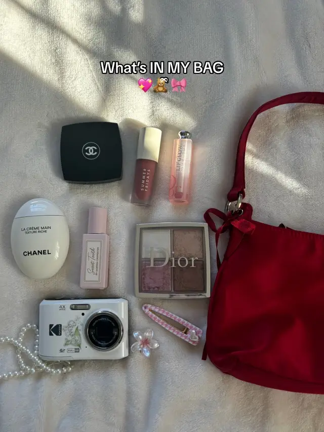 #whatsinmybag #kodak #summerfridays #diorbeauty #thrifted #emijay #itgirl #bagessentials #digitalcamera #coquette #pinterestaesthetic #fyp #aesthetic 