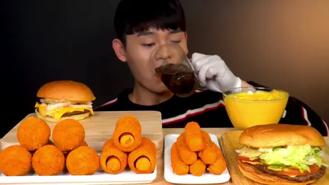 🧀Burger With Spicy Cheese Ball Hot Dog Cheese Stick MukBang! #asmr #mukbang #bonggil #bonggil_asmr #bonggilontiktok #mukbangbonggil #food #food_show #eatwithbonggil #foryou #fyp #foryoupage #explore #asmrsegments #yummy #asmrfood #foodchallenge #fypシ゚viral 