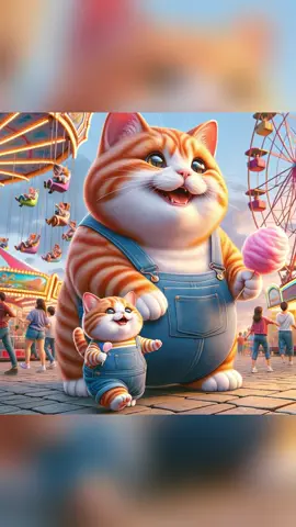 The big meow takes the little meow on a happy trip~ #cat #meow #funnycat #cutecat 