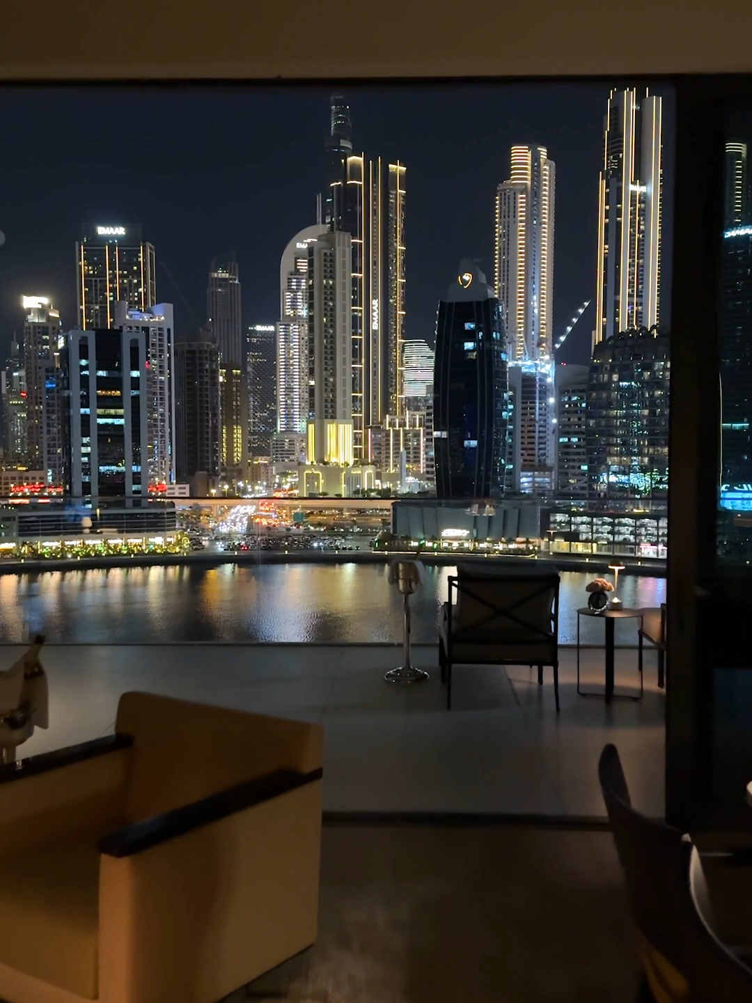 Breathtaking skyline of Dubai at night from a luxurious suite at The Lana Dubai. 🌃🇦🇪 📽 @andrea.vetrano  📍 @thelanadubai, Dubai, United Arab Emirates #dubai #luxury #skyline #views #hotelview #traveltiktok