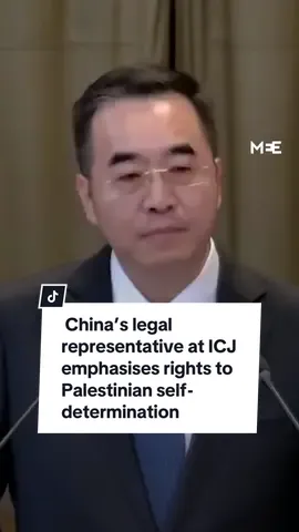 China’s Foreign Ministry’s legal adviser Ma Xinmin addressed the International Court of Justice on Thursday, urging the court to enforce the rule of law on Israel’s occupation of Palestine and highlighting the rights of Palestinians to resist occupation by force.