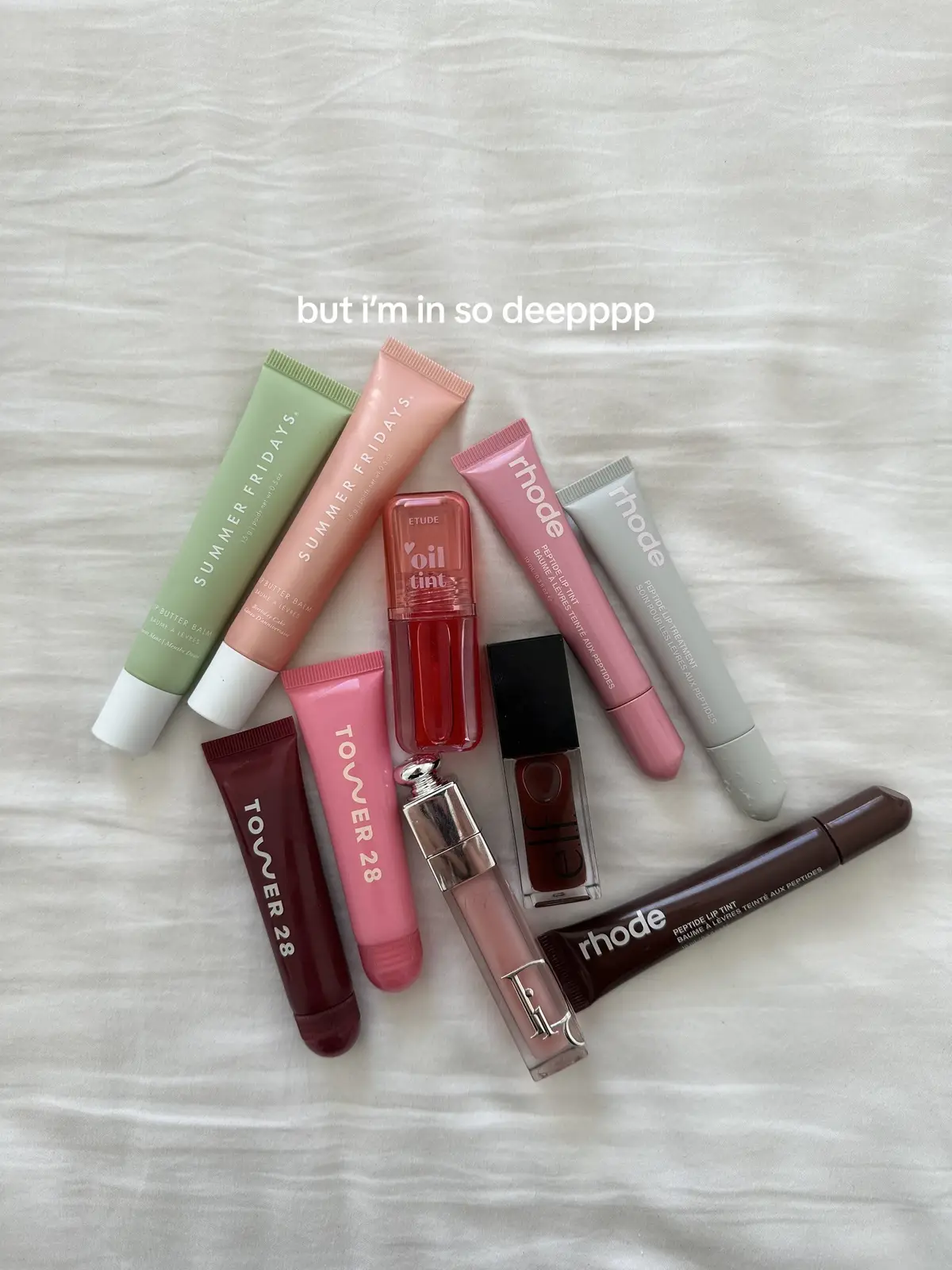 forever a lippie girl🩷 #makeup #lipproducts #lippies #lipgloss #lipbalm #lipbalmaddict #summerfridays #rhodeliptreatment #tower28beauty #glossier #rarebeauty #elflipoil #fyp 