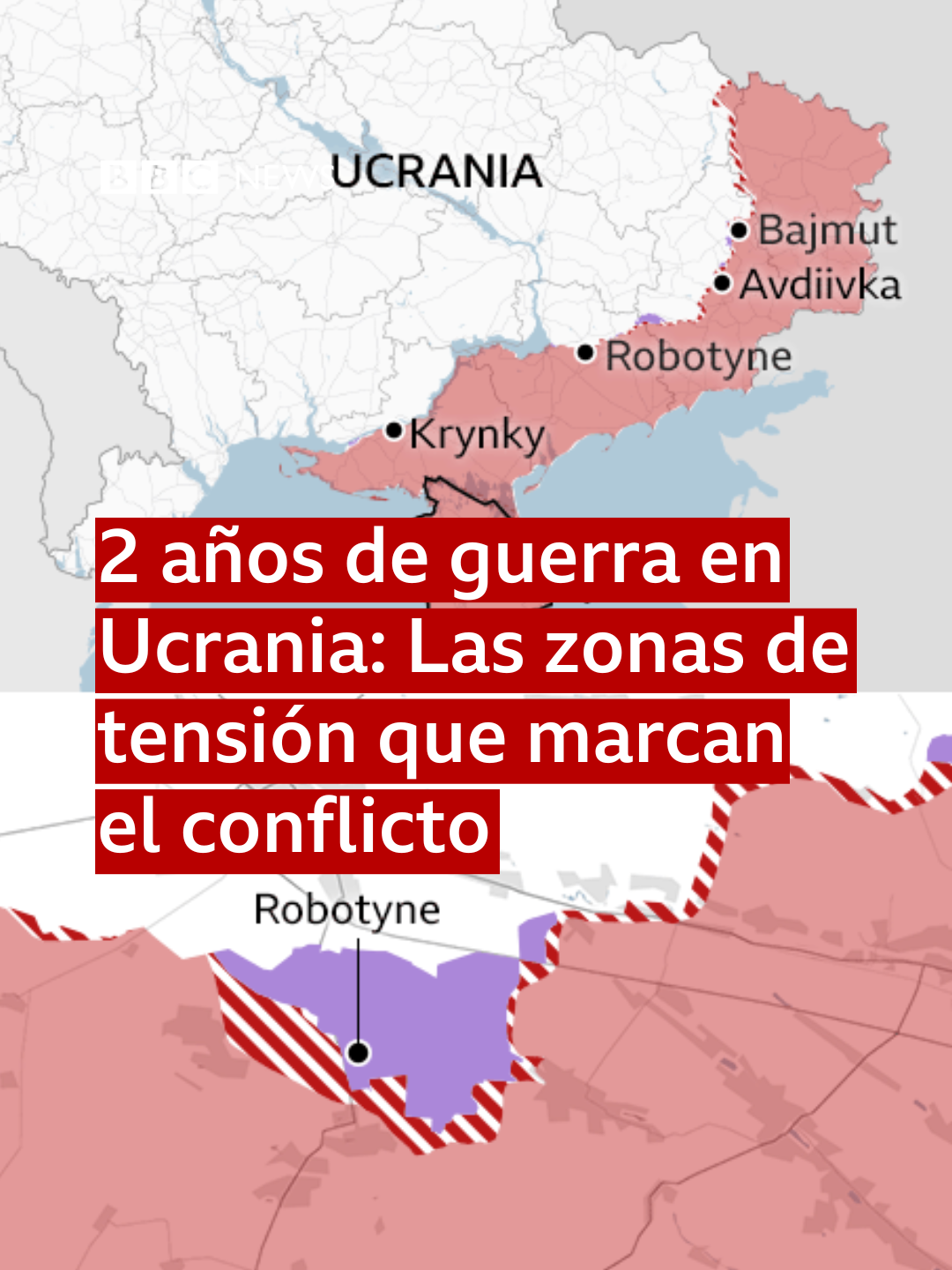 2 años de guerra en Ucrania. En este video te mostramos cómo ha evolucionado la guerra en Ucrania, cuando se cumplen dos años de que comenzara. Te explicamos con mapas cómo se ha desarrollado el conflicto y cuatro zonas donde se están concentrando los enfrentamientos. 📼 Guion y edición de video: Gonzalo Cañada 🗺️ Fuentes de los mapas: Institute for the Study of War, Ministerio de Defensa de Reino Unido y BBC research #Ucrania #Rusia #guerra #mapas #BBCMundo #LongerVideos #Lovientiktok #NoticiasTiktok