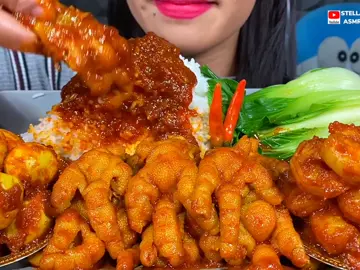 Mukbang ceker ayam, udang, telur pedas (Yt:Stella ASMR) #stellaasmr #cekerpedas #bikinngiler #mukbangeatingshow #fyp #mukbang #asmr #mukbangvideo 