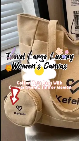 SYY Travel Large Luxury Women's Canvas Cotton Tote Bags With Compartments 2in1for woman for you 🛍️💗 #totebag #bag #bigbag #fashion #fypシ #fypシ #fyp #CapCut 