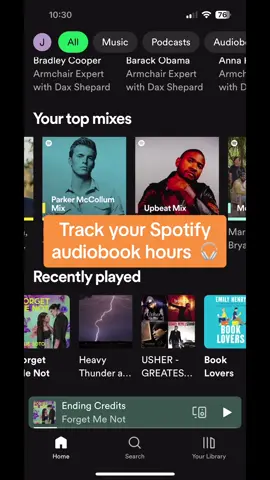 If you listen to audiobooks on Spotify, the app will show you a breakdown of the hours you’ve used and how much time is left until your listening hours renew 🎧📚💚 Hope this helps booktok friends! #spotifyaudiobooks #audiobooks #booktok  
