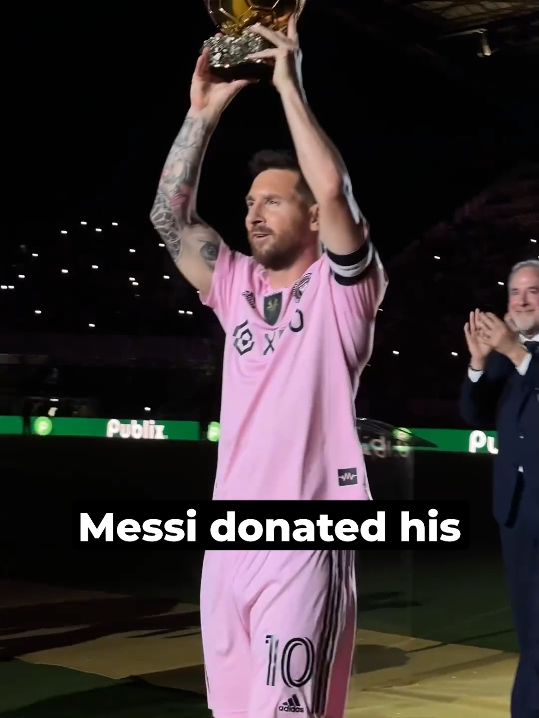 Why did Messi donate his 8th Ballon d'Or? #messi #ballondor #barcelona