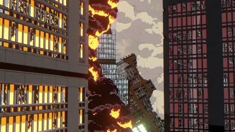 City. Burning. background animation #blender #bnpr #90sanimestyle #postapocalyptic #anime 