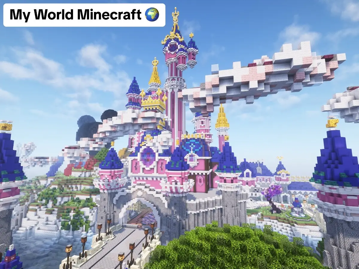 Voici une partie de ma map minecraft que je construit en live tous les jours sur tiktok ! 🎶#Minecraft #minecraftbuild #minecraftdecorations #minecraftbuilding #minecraftdisney @Disneyland Paris ✨ 