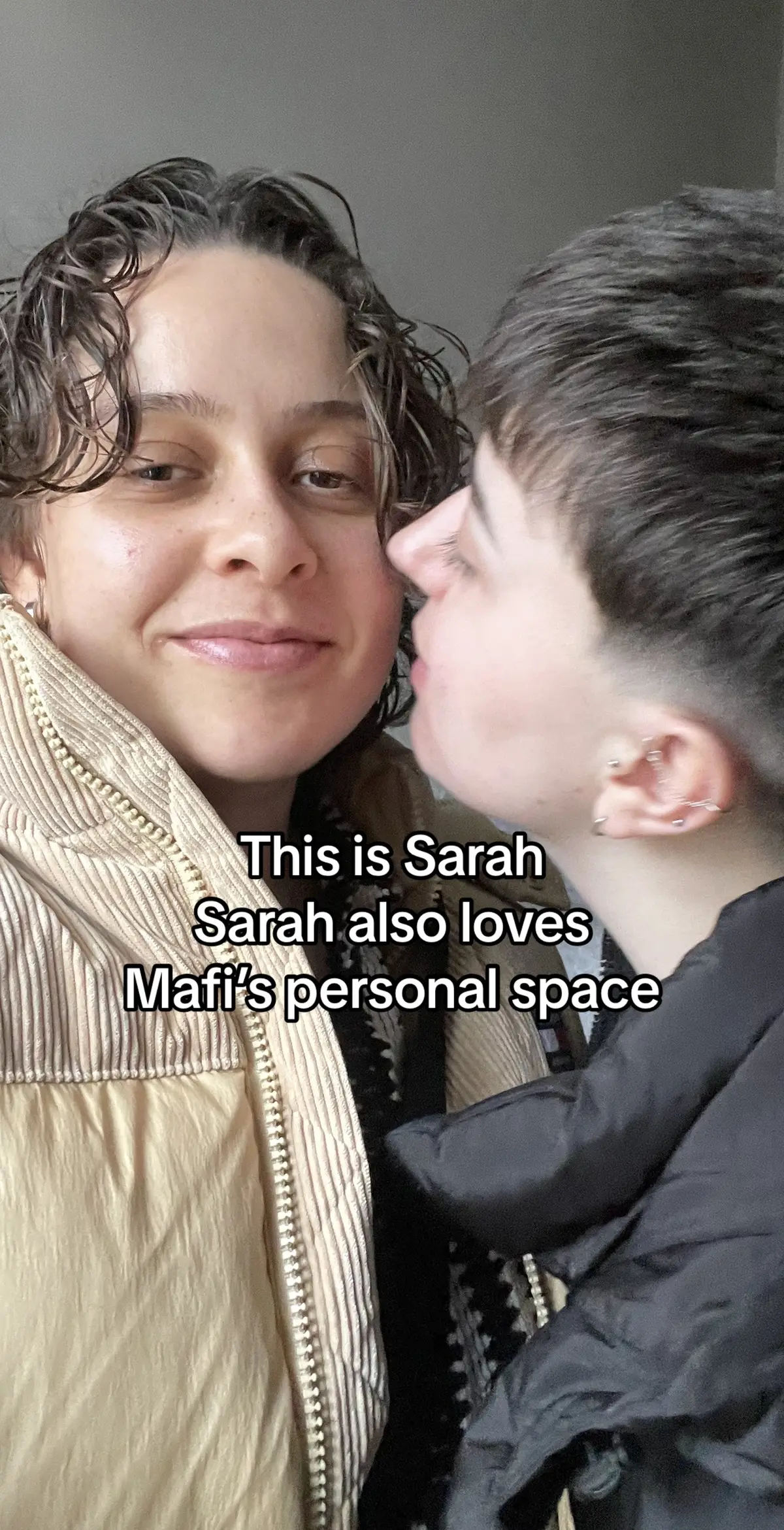 She loves my personal space 🤣 #cuddlymasc #wlw #queerwomen #personalspace #masc4masc 