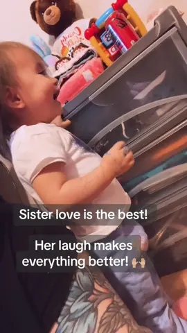 Her laugh makes you wanna laugh! 😊😂 #babylaugh #toddlermom #toddlerlife #cute #sister #sahm #MomsofTikTok #laugh #fypシ 
