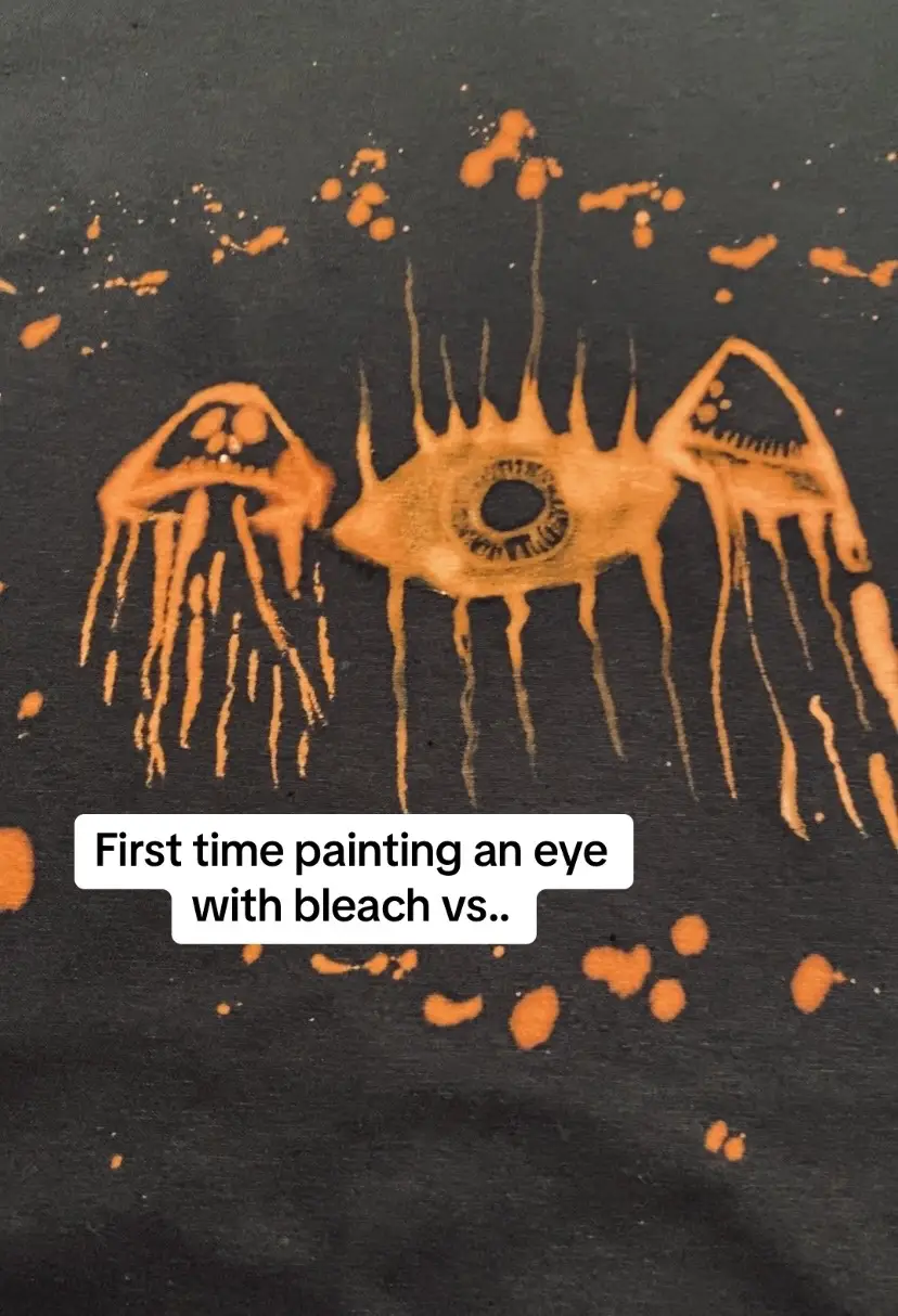 And the practice is fun 😈 #bleach #bleachpainting #dyingclothes #painting #art #creepyart #bleachart #paintingprocess #artprocess #eyes #progress #beforeandafter 