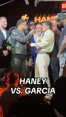 Devin Haney and Ryan Garcia got heated during their faceoff in New York 🔥👀 #devinhaney #ryangarcia #haneygarcia #boxing #faceoff #fight #heated 