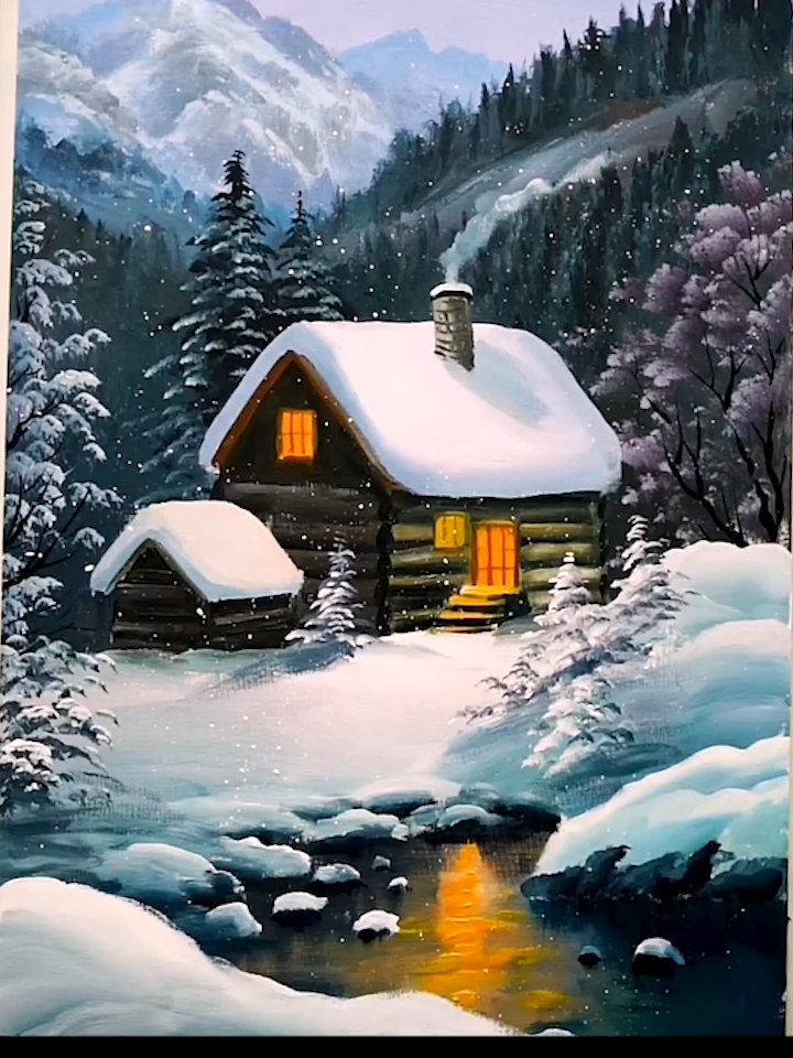 How to draw beautiful Winter snow scenery with acrylic   #drawsnow  #scenery #beautiful  #illustration  #acrylicpainting  #naturel  #naturelove  #acrylic  #drawing