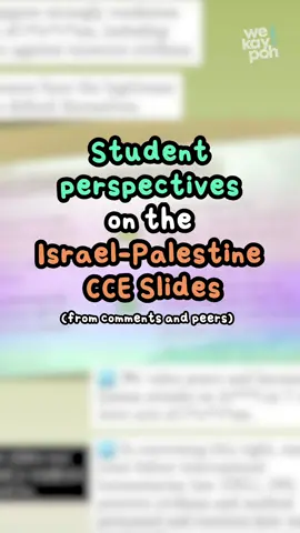 Local online discourse is focussing on MOE’s decision for schools to teach students about what’s happening in Israel-Palestine 🇮🇱🇵🇸 But we haven’t heard a ton from the students themselves who sat through these presentations. What do they think? #sgnews #wekaypoh #israelpalestine 