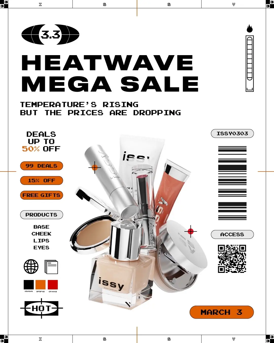 Heatwave continues as we gear up for the 𝐅𝐢𝐫𝐬𝐭 𝐌𝐞𝐠𝐚 𝐒𝐚𝐥𝐞 𝐨𝐟 𝐭𝐡𝐞 𝐘𝐞𝐚𝐫 💥 While the temperature’s rising, the prices are dropping with these 3.3 mega offers! 🔺 𝗗𝗲𝗮𝗹𝘀 𝘂𝗽 𝘁𝗼 𝟱𝟬% 𝗢𝗙𝗙 🔺 𝟭𝟱% 𝗢𝗙𝗙 𝗼𝗻 𝗡𝗲𝘄 𝗔𝗿𝗿𝗶𝘃𝗮𝗹𝘀 🔺 𝗟𝗶𝗺𝗶𝘁𝗲𝗱 ₱𝟵𝟵 𝗱𝗲𝗮𝗹𝘀 🔺 𝗙𝗿𝗲𝗲 𝗴𝗶𝗳𝘁𝘀! 𝗧𝗜𝗞𝗧𝗢𝗞 𝙁𝙍𝙀𝙀 𝙄𝙎𝙎𝙔 𝙏𝙍𝙄𝘼𝙉𝙂𝙇𝙀 𝙆𝙀𝙔𝘾𝙃𝘼𝙄𝙉* when you buy 4 items  𝙁𝙍𝙀𝙀 𝘾𝙐𝙎𝙏𝙊𝙈𝙄𝙕𝘼𝘽𝙇𝙀 𝙀𝙔𝙀 & 𝙁𝘼𝘾𝙀 𝙋𝘼𝙇𝙀𝙏𝙏𝙀 when you buy 8 of face inserts and single eyeshadows only   *𝘢𝘱𝘱𝘭𝘪𝘤𝘢𝘣𝘭𝘦 𝘰𝘯 𝘢𝘭𝘭 𝘪𝘵𝘦𝘮𝘴 𝘦𝘹𝘤𝘦𝘱𝘵 𝘪𝘯𝘴𝘦𝘳𝘵𝘴/𝘴𝘪𝘯𝘨𝘭𝘦𝘴/𝘴𝘦𝘵𝘴 Add to the cart now for easy checkout on March 3, MN — and get first dibs on the hottest deals! 🛒 𝘛𝘦𝘳𝘮𝘴 𝘢𝘯𝘥 𝘤𝘰𝘯𝘥𝘪𝘵𝘪𝘰𝘯𝘴 𝘢𝘱𝘱𝘭𝘺. 𝘈𝘭𝘭 𝘱𝘳𝘰𝘥𝘶𝘤𝘵𝘴 𝘢𝘯𝘥 𝘧𝘳𝘦𝘦𝘣𝘪𝘦𝘴 𝘢𝘳𝘦 𝘢𝘷𝘢𝘪𝘭𝘢𝘣𝘭𝘦 𝘶𝘯𝘵𝘪𝘭 𝘴𝘵𝘰𝘤𝘬𝘴 𝘭𝘢𝘴𝘵 𝘰𝘯𝘭𝘺 #issy #sale #fyp #megasale #beauty #BeautyTok #makeup #makeuptok #beautyph #makeupph #makeuptutorial #haul #makeuphacks #solarbalm #base #cheek #eyes #lips #brows #tiktokph #tiktokphilippines 