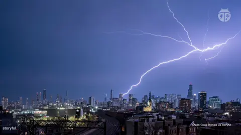 ⚡️INCREDIBLE video of lightning lighting up the Chicago skyline on February 27th.  #lightning #severe #thunderstorm #chicago #city #weather #wx #knowbefore