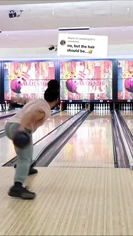 Replying to @rambling50 the attention shifted to my hair so quickly #bowltok #bowlingrelease #curve #manbun #bebowled #bowling 