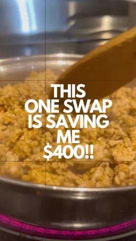 2 pounds of lean ground beef is $13.97. (From Walmart - At the time of posting) 2 pounds lean ground chicken is $6.13 Swapping this out for 1 meal a week means we are saving: 👇🏻👇🏻👇🏻 $13.97 x 52 weeks = $726.44 $6.13 x 52 weeks = $318.76 That’s a difference of $407.68!!  I’m here to save us money!   #savemoney #budgetmeals #healthyswapslifestyle #fypp #highprotein #highproteinmeals #highproteinrecipes #affordablemeals 
