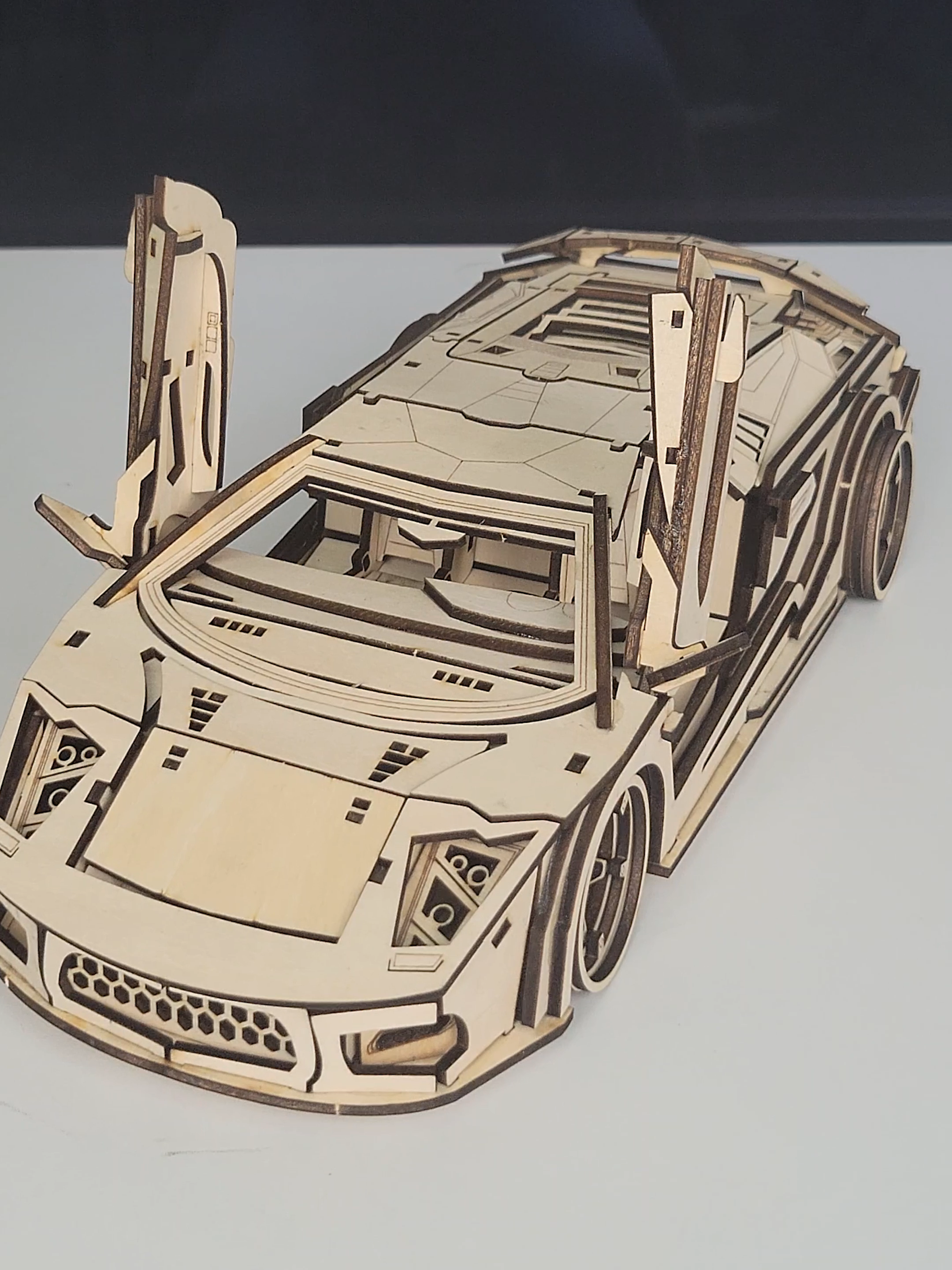 Making a detailed and complex #carmodel for your #SmallBusiness or as a #giftforkids using our #crealityfalcon2pro 40W! #crealityfalcon#modelchallenge  #carmodelchallenge #diymodel #diytoys #toyschallenge #cartoy#woodencrafts #laserengraving #lasercutting #laserengraver #lasercutter