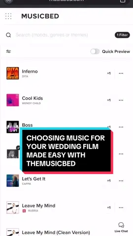 I source all my music from @Musicbed - supporting upcoming and new artists and choose music that compliments the narrative of your day. They’ve just released this new AI feature which is a game changer so if couples want music similar to a popular artist (like Tay Tay or The Foo Fighters) it’ll churn out some pearlers  with similar vibes - and all 1000% licensed properly for usage in your wedding film. Pretty cool hey?!  #themusicbed #musicbed #edsheeranisoverplayed #nomoreshaniatwain #weddingvideographer