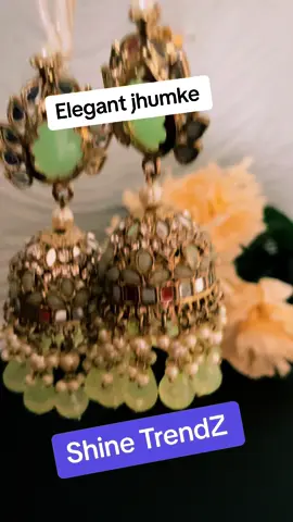 Green jhumke with hangings#foryoupage #jwellerylovers #traditional #fy #fypage #jwelleryset #punjab #longearrings #longearrings #waheguru_mehar_kre 