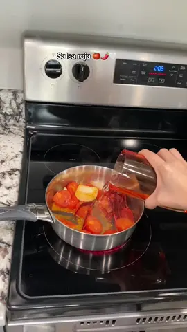 This salsa roja is the best for some tacos or any type of carne 🥹🫶🤤 btw i had to add more tomatoes at the end bc it was sooo spicy 🫣😭🌶️🥵 are you girls cooking today or taking a break?! #cookwithme #mexicantiktok #latinainusa #mexicanmom #salsaroja #salsarojaasada #salsarojamexicana #salsamexicana #Receta #recetasfaciles #Receta 