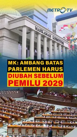 Mahkamah Konstitusi (MK) memutuskan ambang batas parlemen atau parliamentary threshold 4% harus diubah sebelum Pemilu 2029.  #MahkamahKonstitusi #MK #AmbangBatasParlemen #ParliamentaryThreshold  #Pemilu #PartaiPolitik
