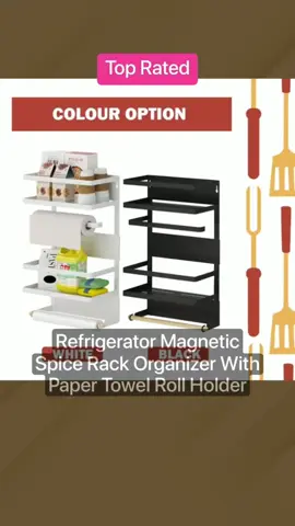 Refrigerator Magnetic Spice Rack Organizer With Paper Towel Roll Holder #spicerack #towelholder #rakserbaguna #rakdapur #produkviral #syukurselalu #alhamdulillah #fyp 
