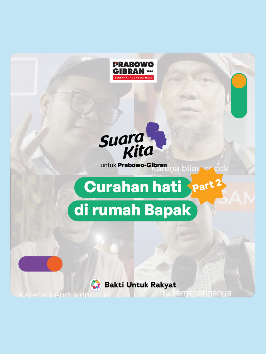 Terima Kasih Teman Berbakti yang telah memilih Bapak dengan beragam alasan yang mulia. Mari kita dukung Bapak agar dapat mewujudkan mimpi-mimpi kita menjadi Indonesia yang lebih baik! Kalau Teman Berbakti yang lain, apanih alasan teman-teman memilih #BersamaBapak?