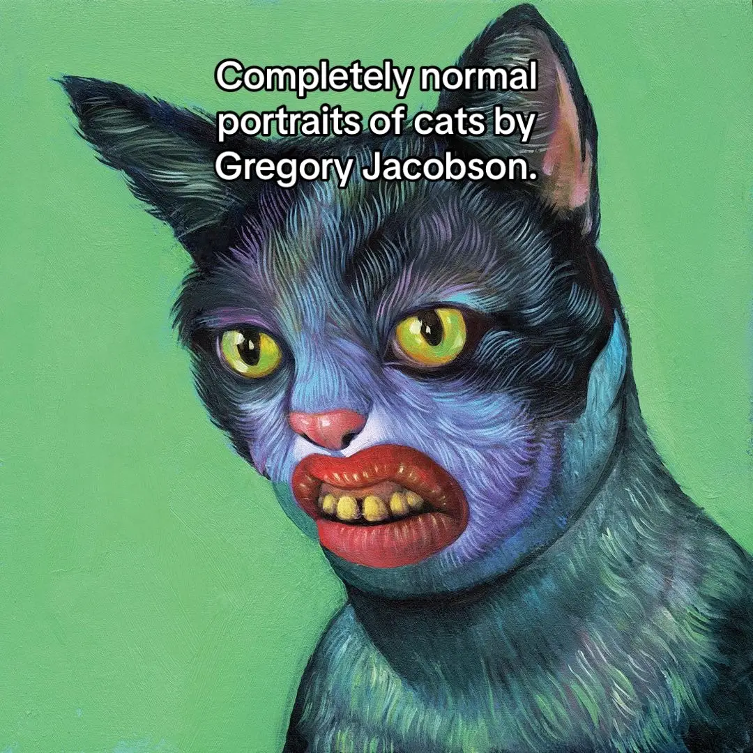 All cats look like this, this is normal and accurate. #art #fineart #gregoryjacobson #arttok #cats #catpainting #medievalcats