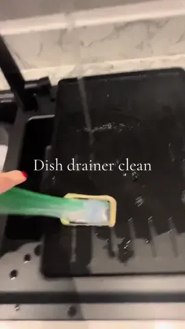 Every Friday I clean the sink completely because I know for 2 days it doesnt get used and I love it😂😂 #dishes #dishdrainer #cleaning #CleanTok #cleaningtiktok #dishwasher #tiktokshop #navykitchen #blacksink #blackdishdrainer 
