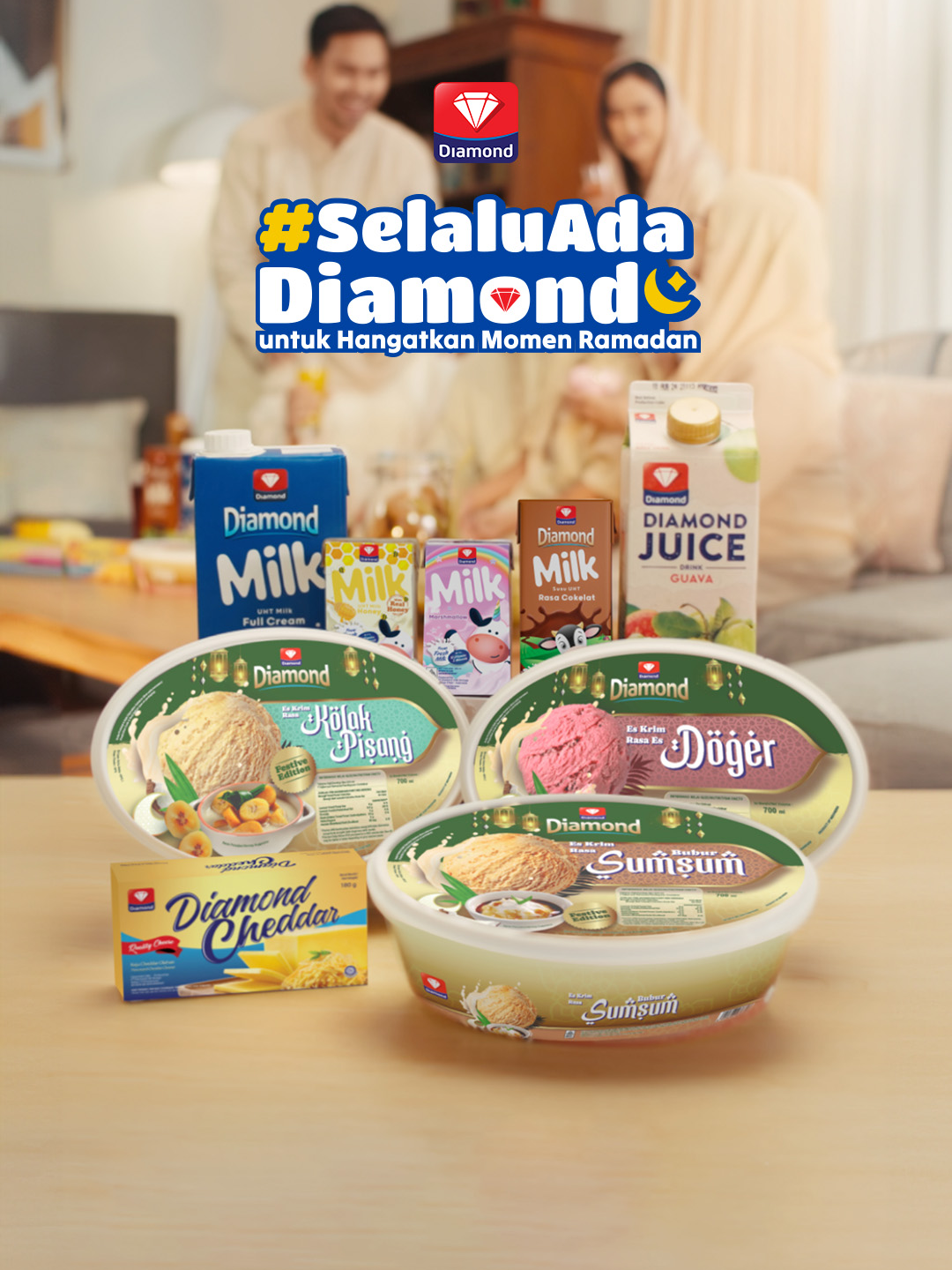 Udah mau bulan puasa lagi aja nih Moms, bulan yang paling pas buat menikmati kebersamaan bareng orang-orang terkasih.  Nah ini dia saatnya rasakan kembali hangatnya kebersamaan karena #SelaluAdaDiamond di setiap momen Ramadan