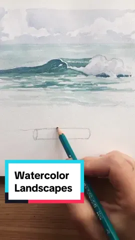 Learn how to paint landscapes in watercolor! 🌊 🌲 🏔️ #watercolortutorial #learnwatercolor #watercolorpainting #learnwatercolor #arttok 