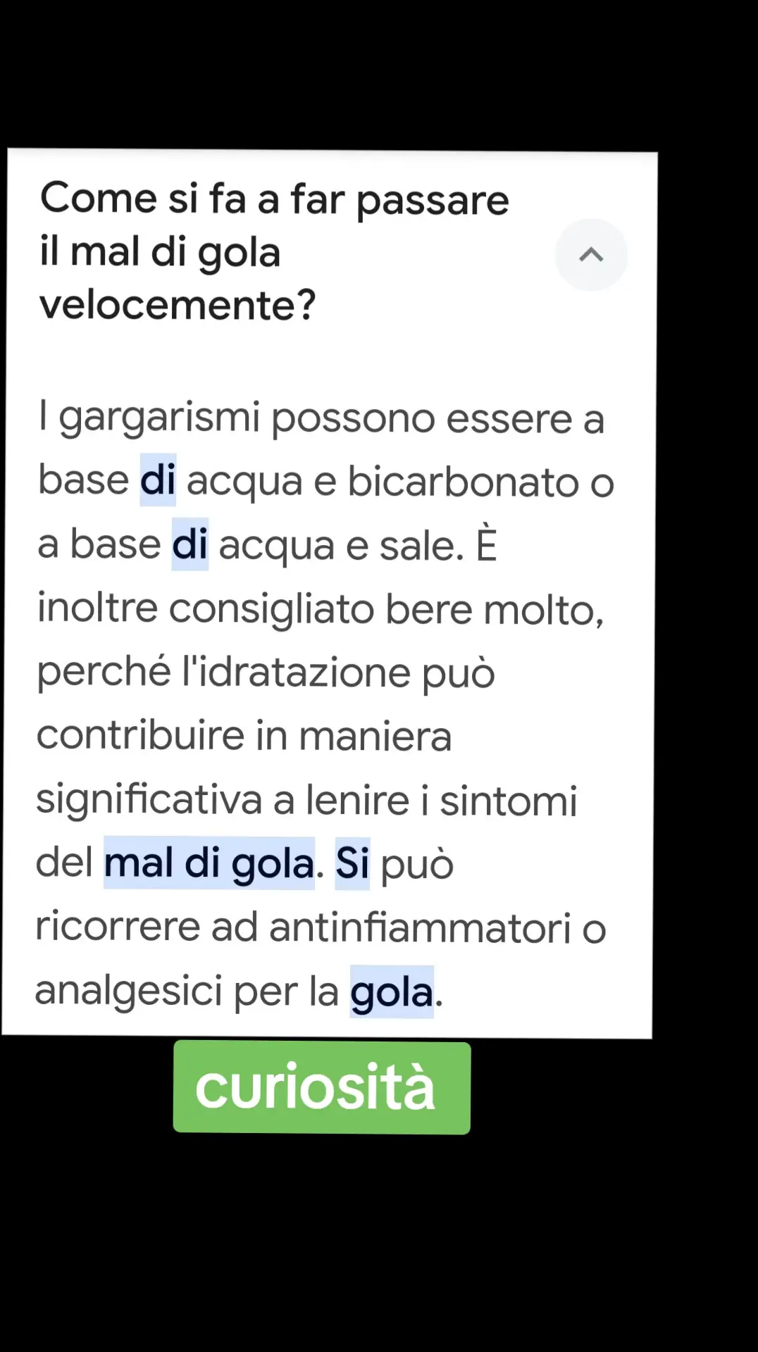 #curiosità #notizie #perte #news #comefare  • Mal di gola  • Come far passare velocemente il mal di gola 