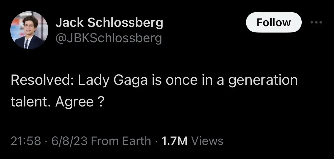 jfk’s grandson being a lady gaga stan is still so shocking to me #ladygaga #jackschlossberg 