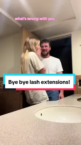 After having lash extensions for 3+years, this is the first time he has seen me without them!😂 i did in fact cry a lot after having them all off. Rip #highmaintenance #fyp #foryoupage #trending #viral #girly #womanpower #girls #coupletiktoks #couple #lashes #lashextensions #womansupportwoman #womansupportingwoman #byebye #overthetop 