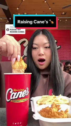 Replying to @Grace Taggart Trying Raising Cane’s for the first time 🍗🔥 #raisingcanes #fastfood #chickentenders #foodreview 
