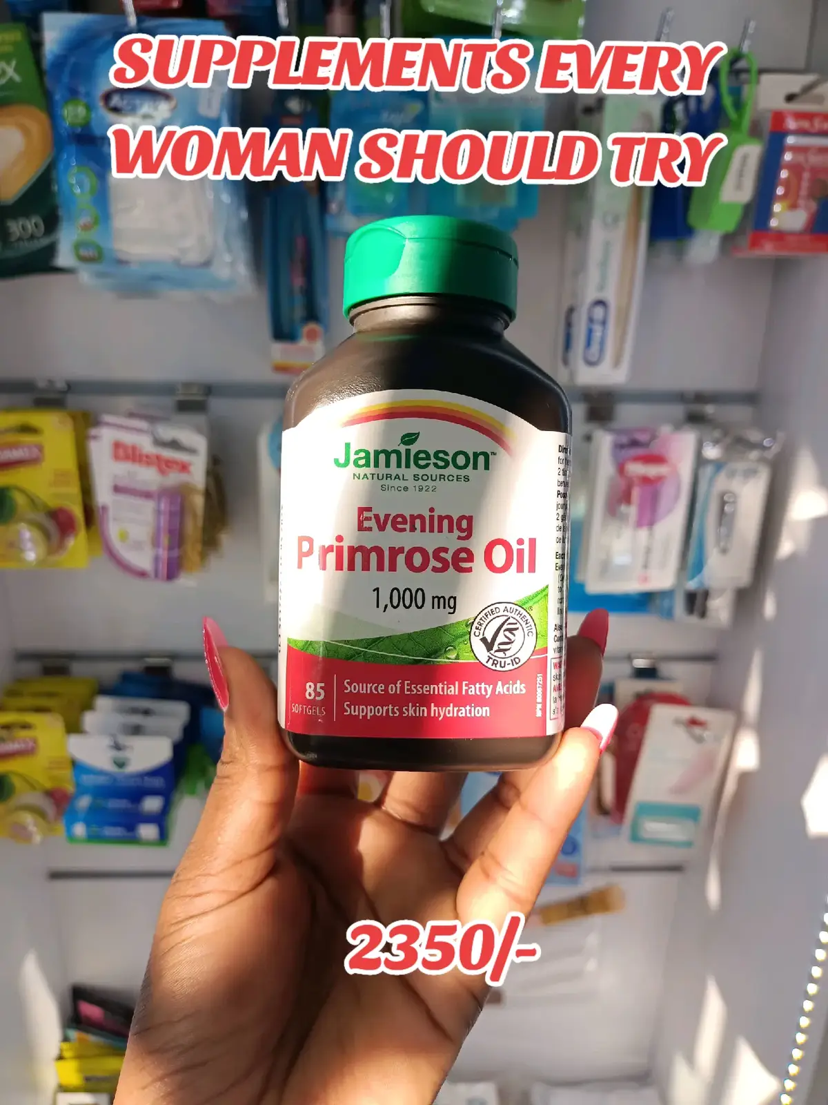 1. Evening Primrose Oil  2. Cranberry 3. Femiflora 4. Biotin + keratin 5. Comprehensive multivitamin 6. Collagen beauty formula #supplements #womenhealth ##eveningprimroseoil #biotin 