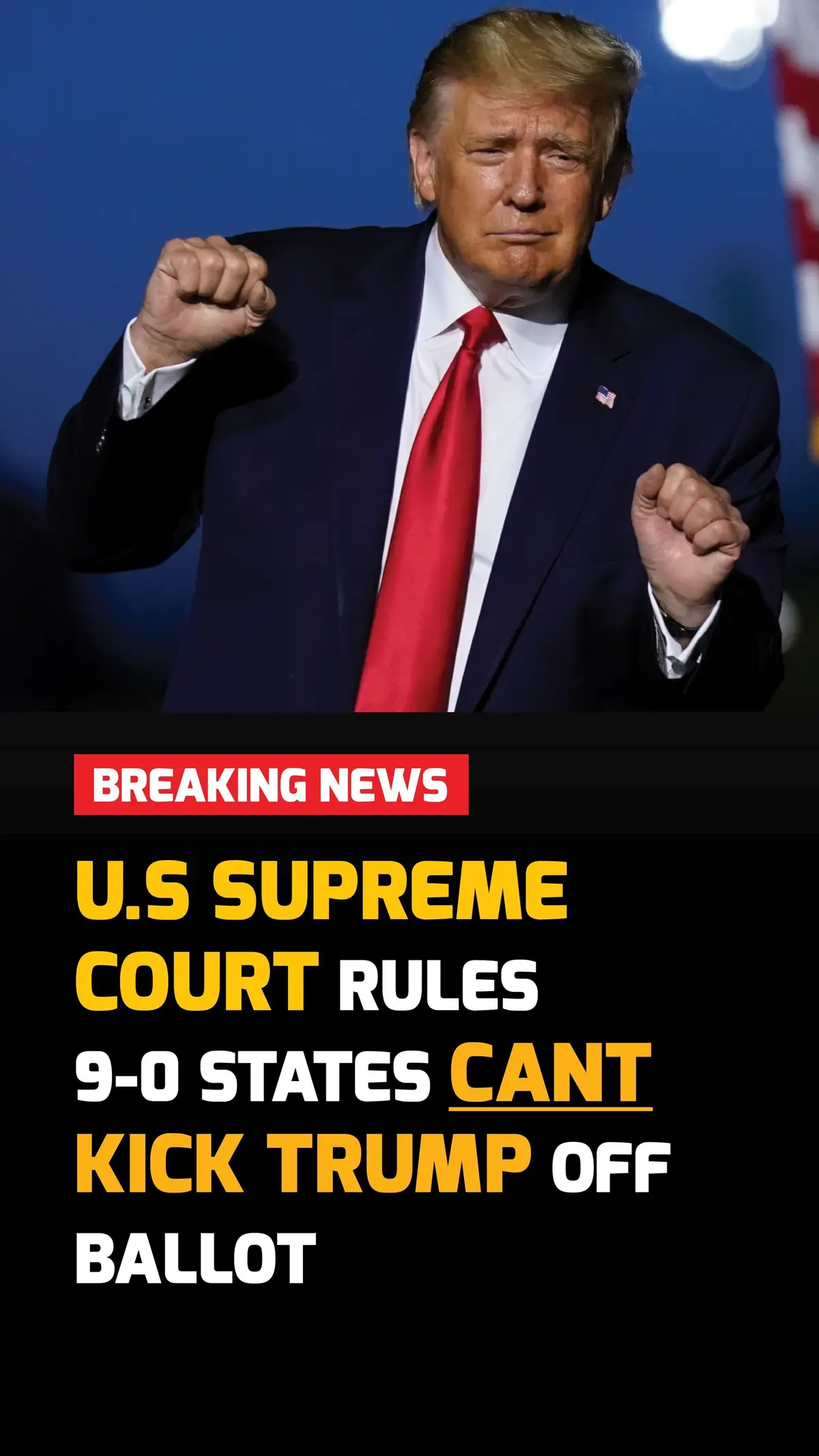 BREAKING NEWS: Supreme Court rules states can't kick Trump off the ballot WASHINGTON — The Supreme Court on Monday handed a sweeping win to former President Donald Trump by ruling that states cannot kick him off the ballot over his actions leading up to the Jan. 6 attack on the Capitol — bringing a swift end to a case with huge implications for the 2024 election. #supremecourt #supreme #court #washington #trump 